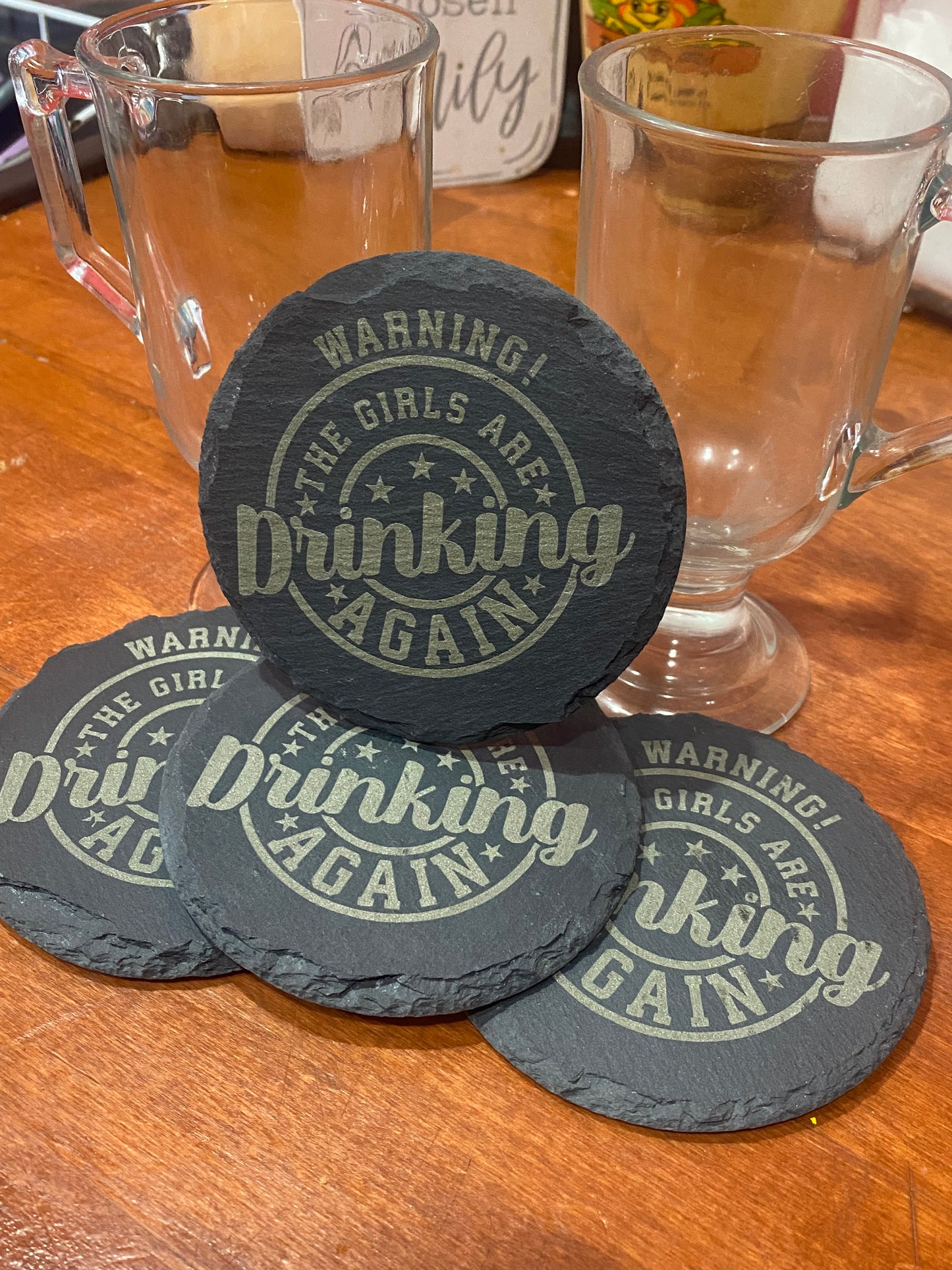 Engraved Slate Coasters set of 4